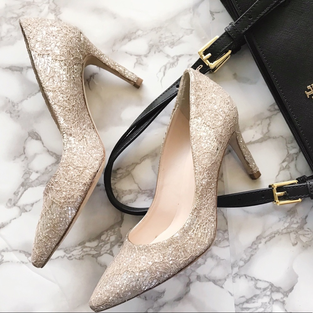 L.K Bennett Glitter Lace Heel - Picture 5 of 5